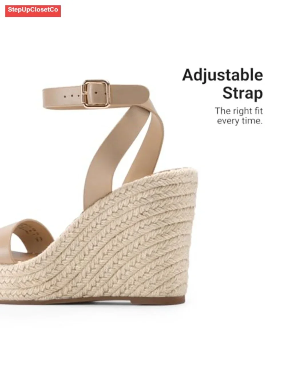 Platform Wedge Sandals with Adjustable Buckle Ankle Strap Espadrille Heels